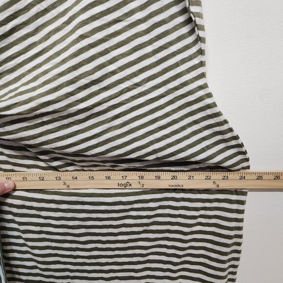Talbots Green Striped Shift Dress Size 3X Tie Waist Short Sleeve Cotton Casual - Picture 8 of 10
